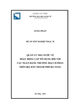 Quản lý nhà nước về hoạt động cấp tín dụng đối với các nhtmcp trên địa bàn thành phố đà nẵng