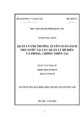 Luận văn thạc sĩ quản lý kinh tế quản lý chi thường xuyên ngân sách nhà nước tại cục quản lý đê điều và phòng chống thiên tai
