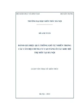 Đánh giá hiệu quả thông gió tự nhiên trong các căn hộ chung cư cao tầng ở các khu đô thị mới tại hà nội
