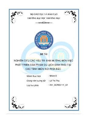 Nghiên cứu các yếu tố ảnh hưởng đến việc phát triển sản phẩm du lịch sinh thái tại các tỉnh miền núi phía bắc