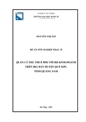 Quản lý thu thuế đối với hộ kinh doanh trên địa bàn huyện quế sơn tỉnh quảng nam