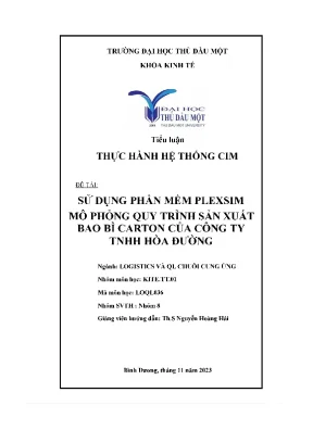 Sử dụng phần mềm plexsim mô phỏng quy trình sản xuất bao bì carton của công ty tnhh hòa