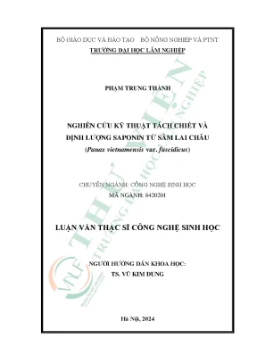 Nghiên cứu kỹ thuật tách chiết và định lượng sappnin từ sâm lai châu panax vietnamensis var fuscidicua