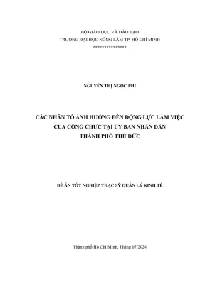 Luận văn thạc sĩ quản lý kinh tế các nhân tố ảnh hưởng đến động lực làm việc của công chức tại ủy ban nhân dân thành phố thủ đức