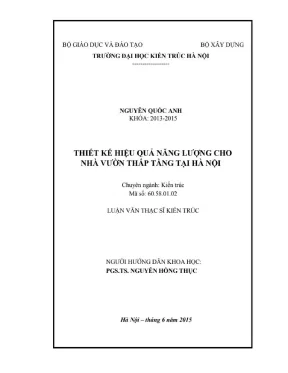 Thiết kế hiệu quả năng lượng cho nhà vườn thấp tầng tại hà nội