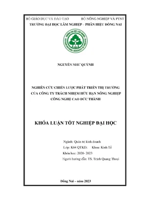 Nghiên cứu chiến lược phát triển thị trường của công ty tnhh nông nghiệp công nghệ cao đức thành