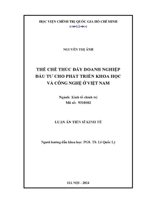 Thể chế thúc đẩy doanh nghiệp đầu tư cho phát triển khoa học và công nghệ ở việt nam