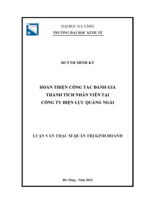 Hoàn thiện công tác đánh giá thành tích nhân viên tại công ty điện lực quảng ngãi