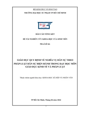 Đề tài nghiên cứu khoa học giáo dục quy định về nghĩa vụ dân sự theo pháp luật dân sự hiện hành trong dạy học môn giáo dục kinh tế và pháp luật