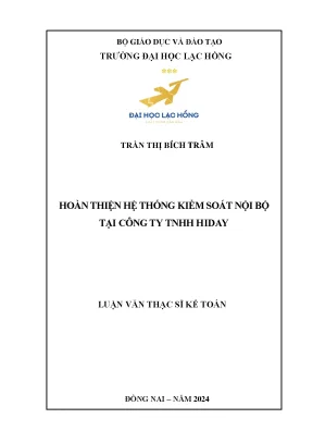 Hoàn thiện hệ thống kiểm soát nội bộ tại công ty tnhh hiday