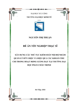 Xây dựng các thủ tục kiểm soát nội bộ nhằm quản lý hữu hiệu và hiệu quả các khoản thu chi trong hoạt động giảng dạy tại trường đại học phan châu trinh