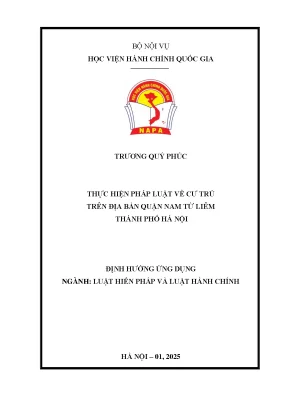 Thực hiện pháp luật về cư trú trên địa bàn quận nam từ liêm thành phố hà nội