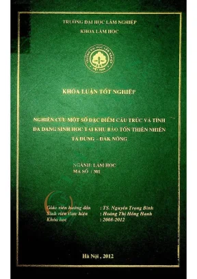Nghiên cứu một số đặc điểm cấu trúc và tính đa dạng sinh học tại khu bảo tồn thiên nhiên tà đùng đăk nông