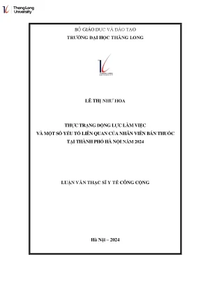 Thực trạng động lực làm việc và một số yếu tố liên quan của nhân viên bán thuốc tại thành phố hà nội năm 2024