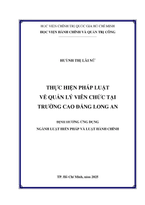 Luận văn thạc sĩ luật học thực hiện pháp luật quản lý viên chức tại trường cao đẳng long an