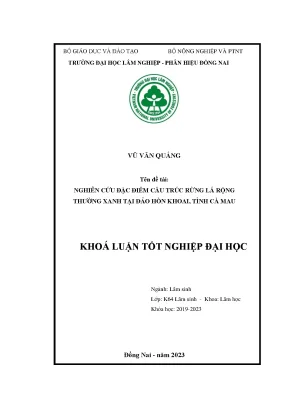 Nghiên cứu đặc điểm cấu trúc rừng lá rộng thường xanh tại đảo hòn khoai tỉnh cà mau