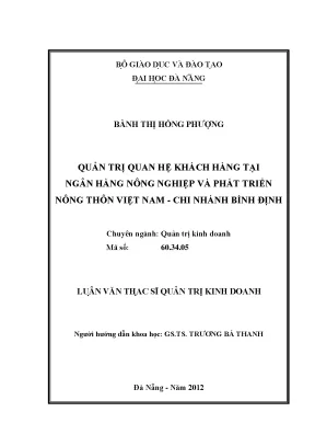 Quản trị quan hệ khách hàng của ngân hàng nông nghiệp và phát triển nông thôn việt nam chi nhánh bình định