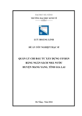 Quản lý chi đầu tư xây dựng cơ bản bằng ngân sách nhà nước của huyện mang yang tỉnh gia lai