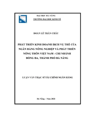 Phát triển kinh doanh dịch vụ thẻ của ngân hàng nông nghiệp và phát triển nông thôn việt nam chi nhánh đống đa thành phố đà nẵng