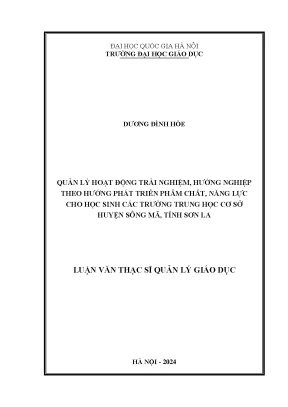 Quản lý hoạt động trải nghiệm hướng nghiệp theo hướng phát triển phẩm chất năng lực cho học sinh các trường trung học cơ sở huyện sông mã tỉnh sơn la