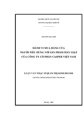 Hành vi mua hàng của người tiêu dùng với sản phẩm máy giặt của công ty cổ phần casper việt nam