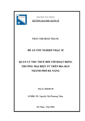Quản lý thu thuế đối với hoạt động thương mại điện tử trên địa bàn thành phố đà nẵng