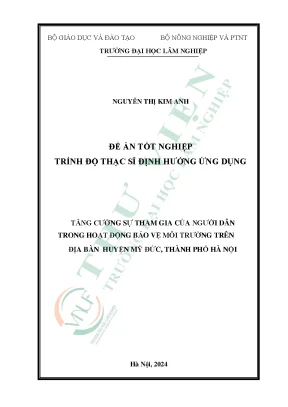 Tăng cường sự tham gia của người dân trong hoạt động bảo vệ môi trường trên địa bàn huyện mỹ đức thành phố hà nội