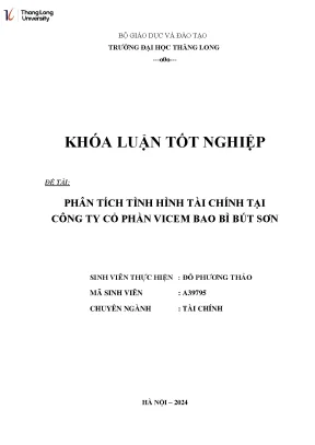 Phân tích tình hình tài chính tại công ty cổ phần vicem bao bì bút sơn