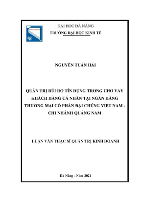 Quản trị rủi ro tín dụng trong cho vay khách hàng cá nhân tại ngân hàng thương mại cổ phần đại chúng việt nam chi nhánh quảng nam