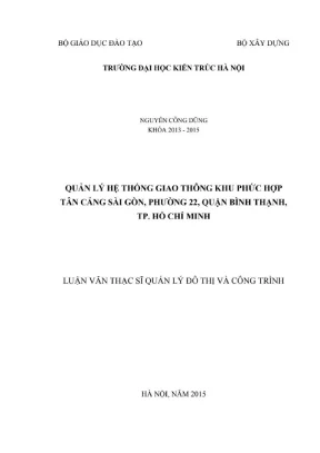 Quản lý hệ thống giao thông khu phức hợp tân cảng sài gòn phường 22 quận bình thạnh tp hồ chí minh