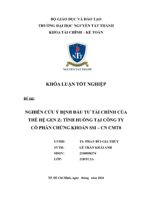 Nghiên cứu ý định đầu tư tài chính của thế hệ gen z tình huống tại công ty cổ phần chứng khoán ssi cn cmt8