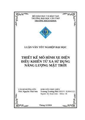 Luận văn tốt nghiệp đại học thiết kế mô hình xe điện điều khiển từ xa sử dụng năng lượng mặt trời