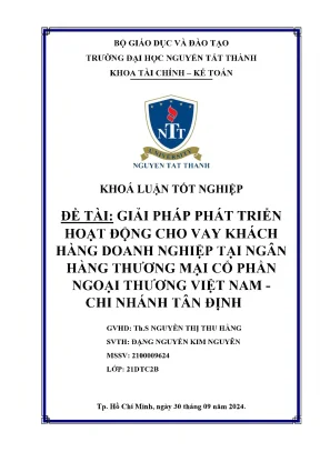 Giải pháp phát triển hoạt động cho vay khách hàng doanh nghiệp tại ngân hàng thương mại cổ phần ngoại thương việt nam chi nhánh tân định