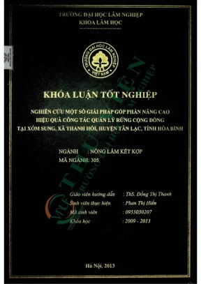 Nghiên cứu một số giải pháp góp phần nâng cao hiệu quả công tác quản lý rừng cộng đồng tại xóm sung xã thanh hối huyện tân lạc tỉnh hòa bình