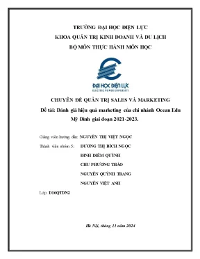 Chuyên đề quản trị sales và marketing đề tài đánh giá hiệu quả marketing của chi nhánh ocean edu mỹ đình giai đoạn 2021 2023