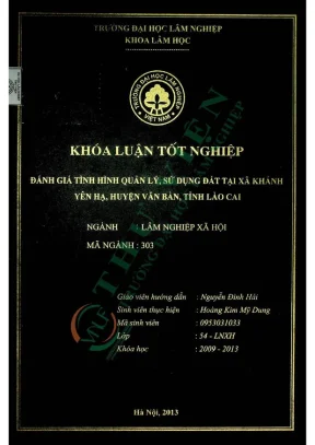 Đánh giá tình hình quản lý sử dụng đất tại xã khánh yên hạ huyện văn bàn tỉnh lào cai