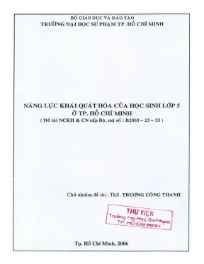 Đề tài nghiên cứu khoa học năng lực khái quát hóa của học sinh lớp 5 ở tp hồ chí minh