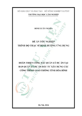 Hoàn thiện công tác quản lý dự án tại ban quản lý dự án đầu tư xây dựng các công trình giao thông tỉnh hòa bình