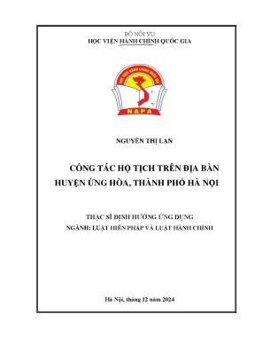 Luận văn thạc sĩ luật học công tác hộ tịch trên địa bàn huyện ứng hòa tp hà nội
