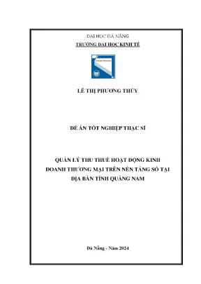 Quản lý thu thuế hoạt động kinh doanh thương mại trên nền tảng số tại cục thuế tỉnh quảng nam