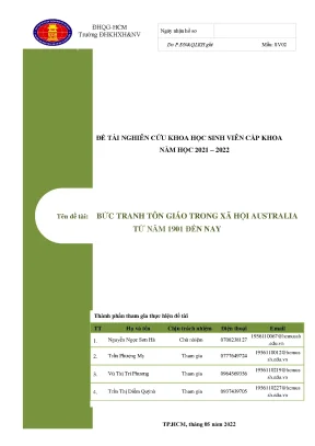 Đề tài bức tranh tôn giáo trong xã hội australia từ năm 1901 đến nay