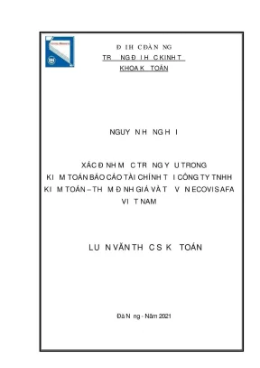Xác định mức trọng yếu trong kiểm toán bctc tại công ty tnhh kiểm toán thẩm định giá và tư vấn ecovis afa việt nam