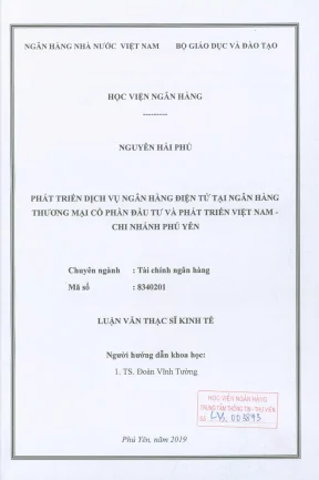Luận văn thạc sĩ tài chính ngân hàng phát triển dịch vụ ngân hàng điện tử tại ngân hàng thương mại cổ phần đầu tư và phát triển việt nam chi nhánh phú yên