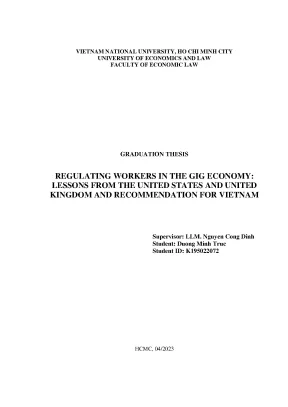 Regulating workers in the gig economy lessons from the united states and united kingdom and recommendation for vietnam