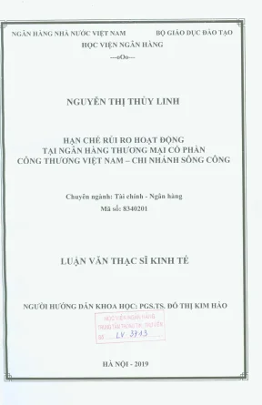 Luận văn thạc sĩ tài chính ngân hàng hạn chế rủi ro hoạt động tại ngân hàng thương mại cổ phần công thương việt nam chi nhánh sông công
