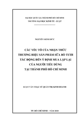 Các yếu tố của nhận thức thương hiệu sản phẩm sữa bò tươi tác động đến ý định mua lặp lại của người tiêu dùng tại thành phố hồ chí minh