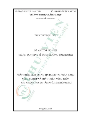 Phát triển dịch vụ phi tín dụng tại ngân hàng nông nghiệp và phát triển nông thôn chi nhánh huyện tân phú tỉnh đồng nai