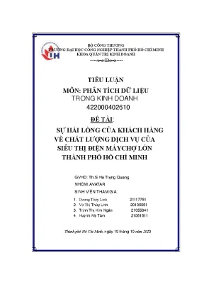 Sự hài lòng của khách hàng về chất lượng dịch vụ của siêu thị điện máychợ lớn thành phố hồ chí minh