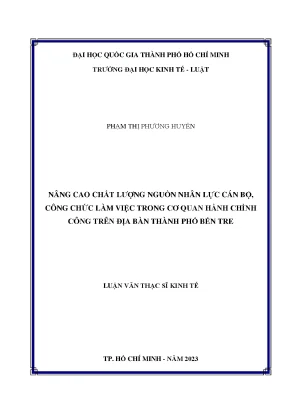 Nâng cao chất lượng nguồn nhân lực cán bộ công chức làm việc trong cơ quan hành chính công trên địa bàn thành phố bến tre