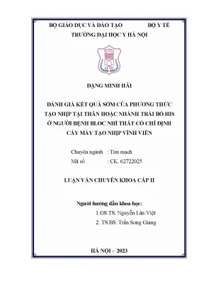 Đánh giá kết quả sớm của phương thức tạo nhịp tại thân hoặc nhánh trái bó his ở người bệnh bloc nhĩ thất có chỉ định cấy máy tạo nhịp vĩnh viễn